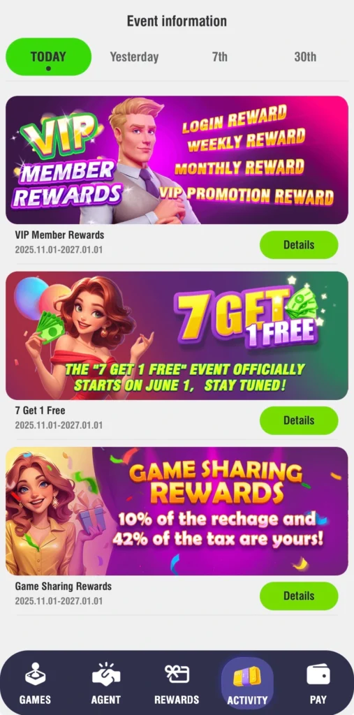 W777 events and rewards
